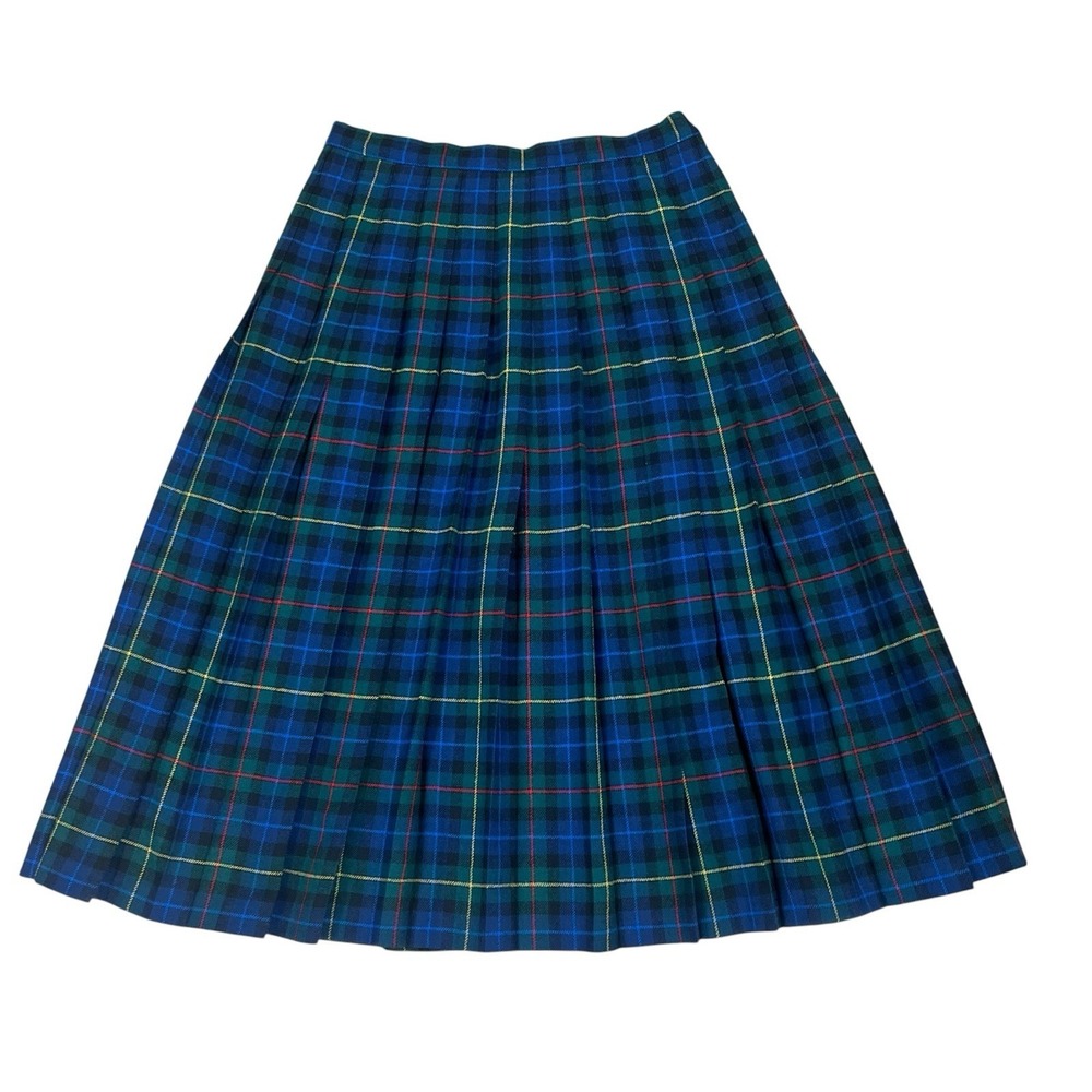 Pendleton Pleated Midi Skirt Size 14 Smith Tartan Plaid Wool Vintage USA Made